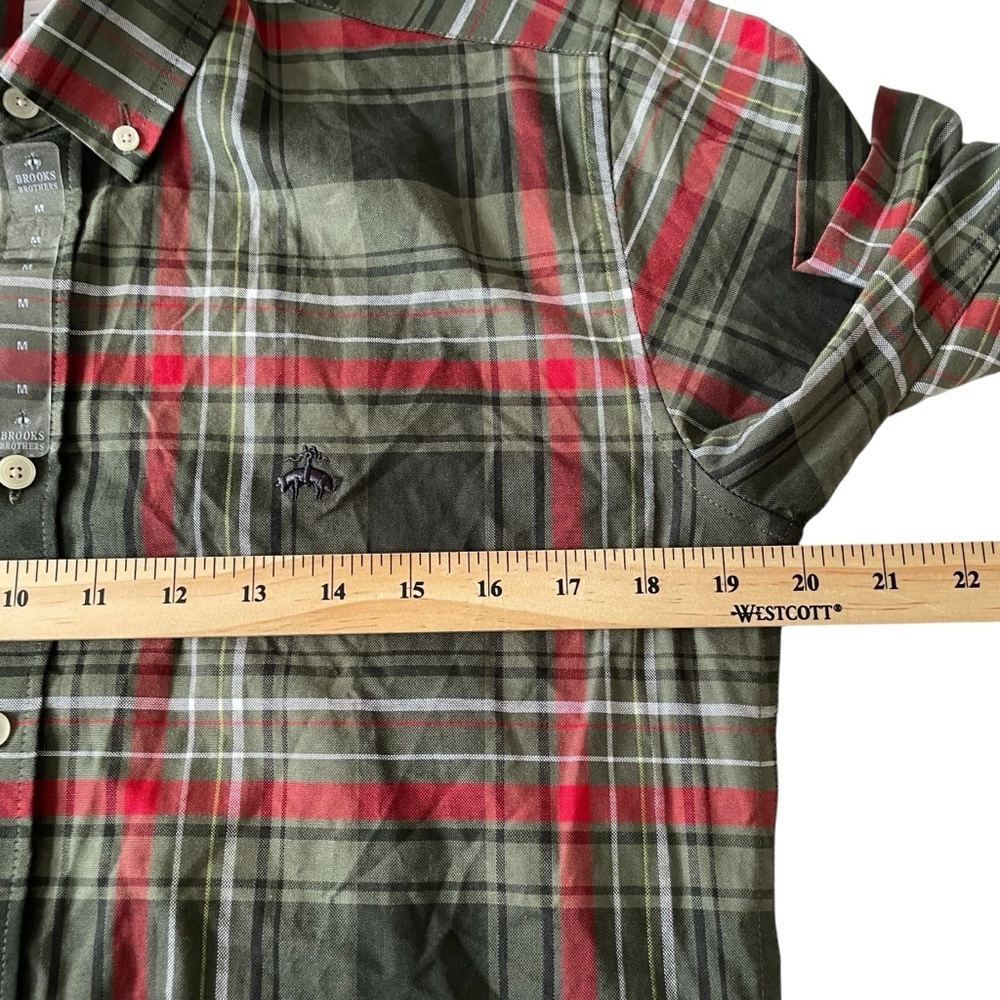 New Brooks Brothers Button Down Shirt Men’s M Plaid Regent Fit Fleece Embroidery - Picture 5 of 10